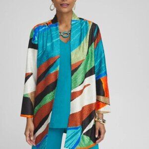 NWT CHICOS Travelers™ Collection Palms Reversible Crushed Jacket SIZE 2